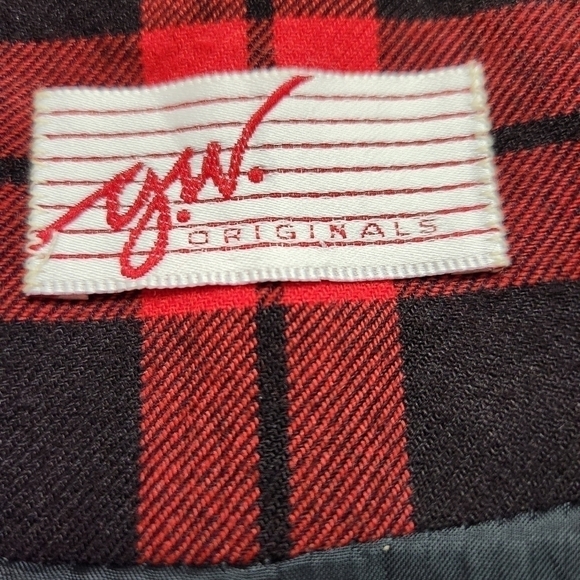 Blazer Vintage Jacket Red Plaid Single breasted pockets Size 8 G.W - Picture 14 of 16